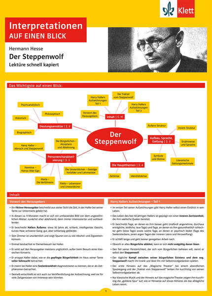 Klett Interpretationen auf einen Blick Hermann Hesse, Der Steppenwolf