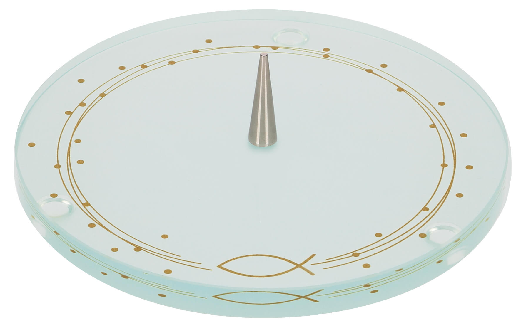 Glasleuchter 13,5 cm Golddruck mit Fisch, für Kerzen bis 70 mm