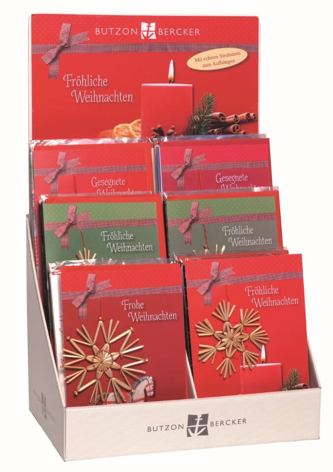Display Weihnachten mit Strohsternen 6x5 Karten