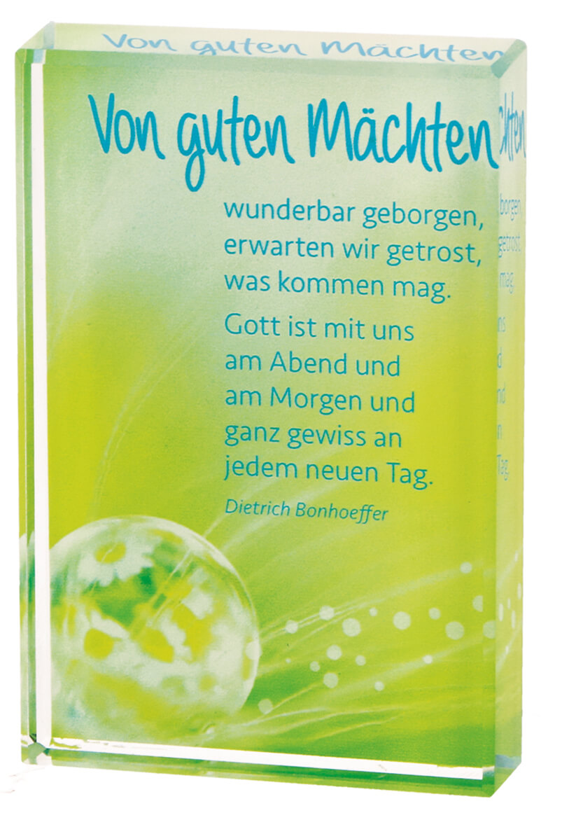 Glasmomente Von guten Mächten Kristallglas mit farbigem Foto in Geschenkverpack.