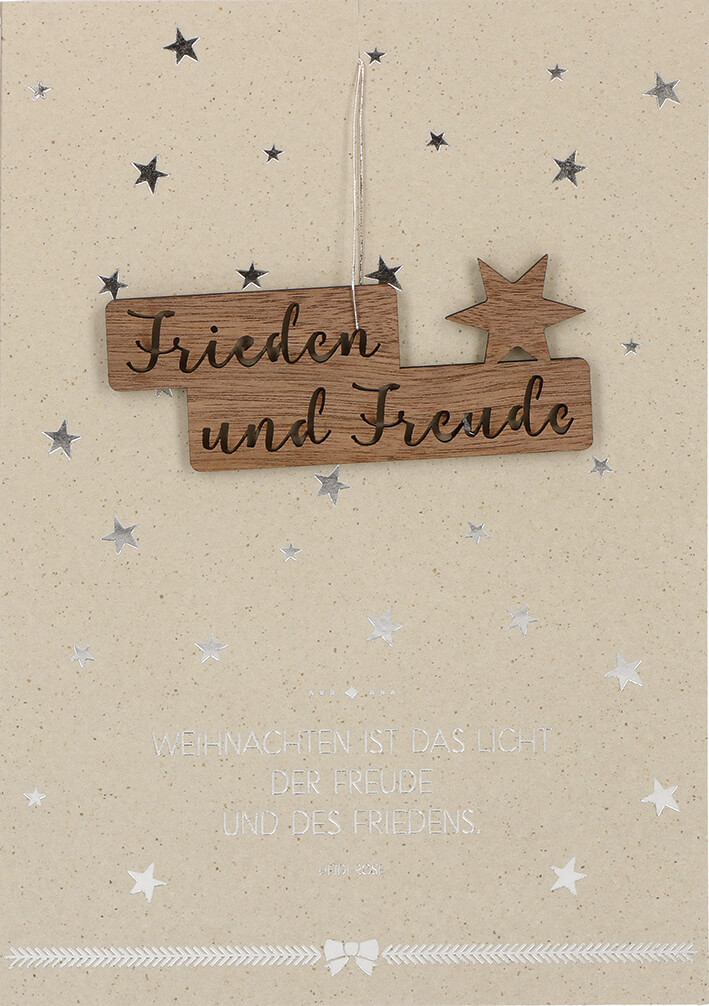 VPE 5 Weihnachten mit Text: Frieden und Freude (mit Holzanhänger)