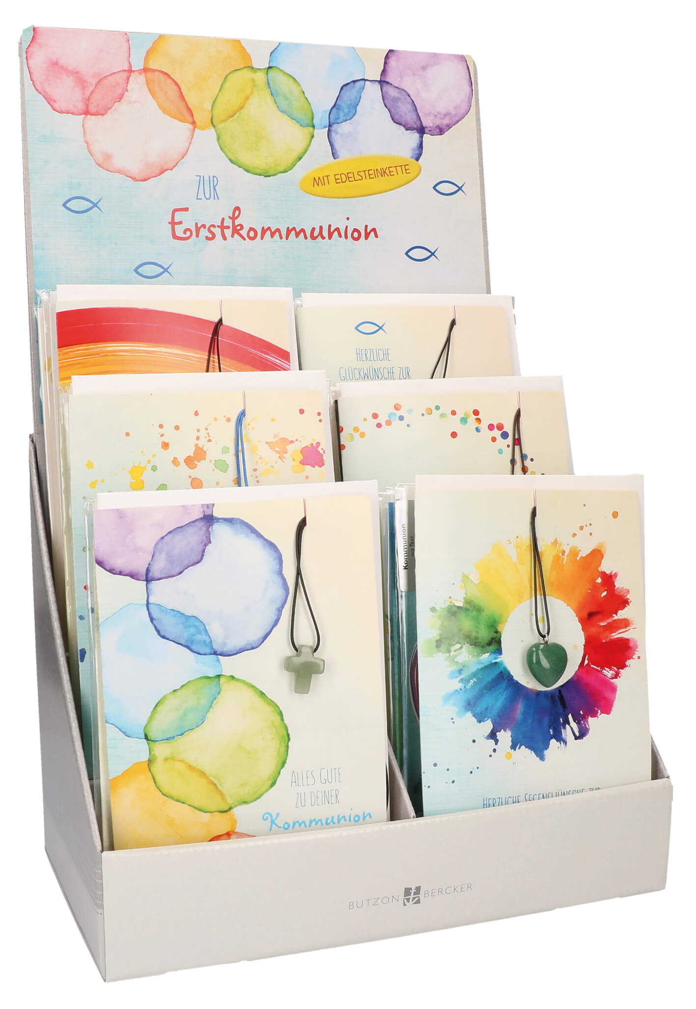 Display 30 Karten mit Kette u. Anh. zur ersten Hl. Kommunion (6x5)