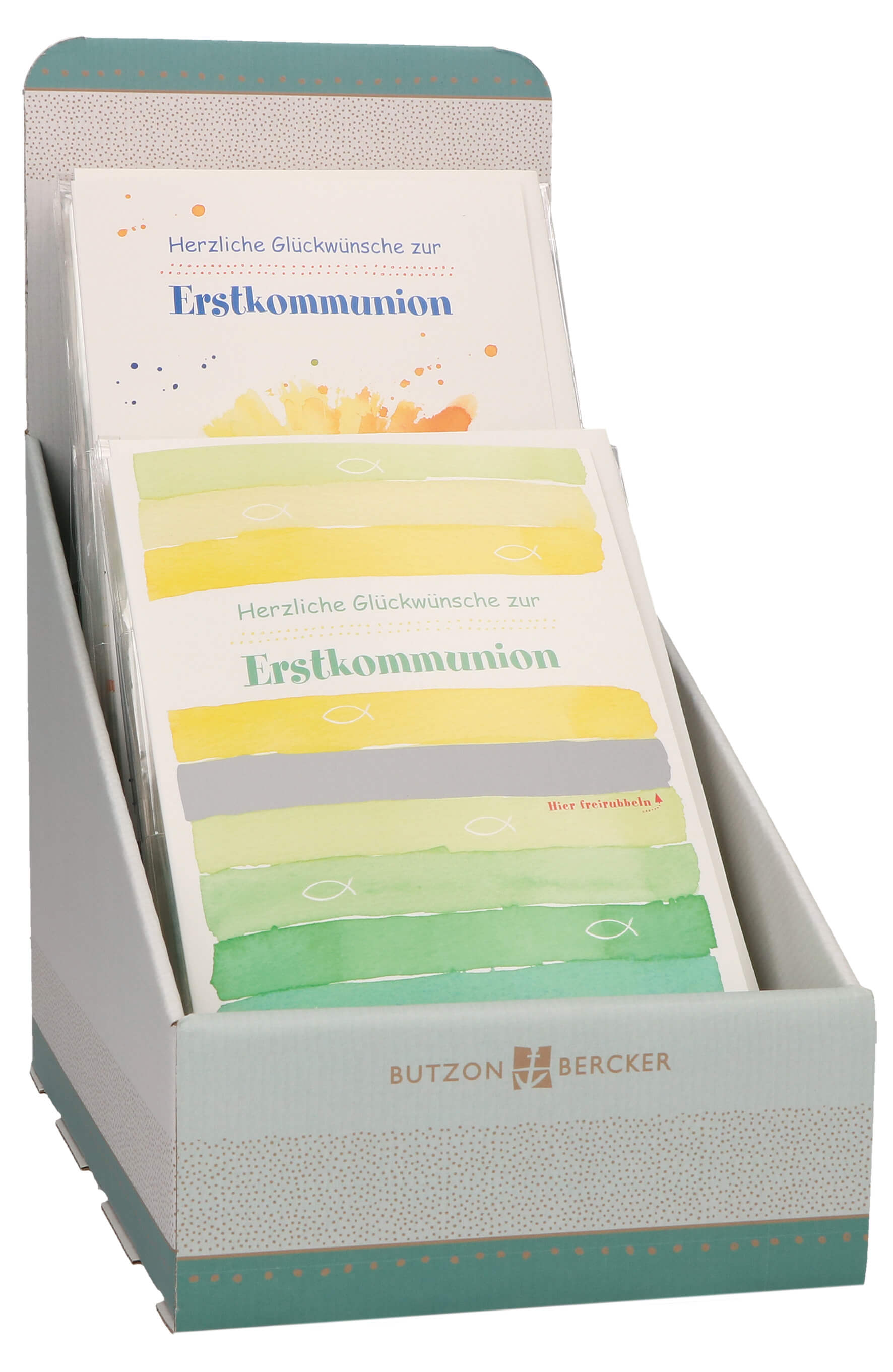 Display 36 Karten Erstkommunion Rubbelkarten (6x VPE6 Karte mit Rubbelfeld)