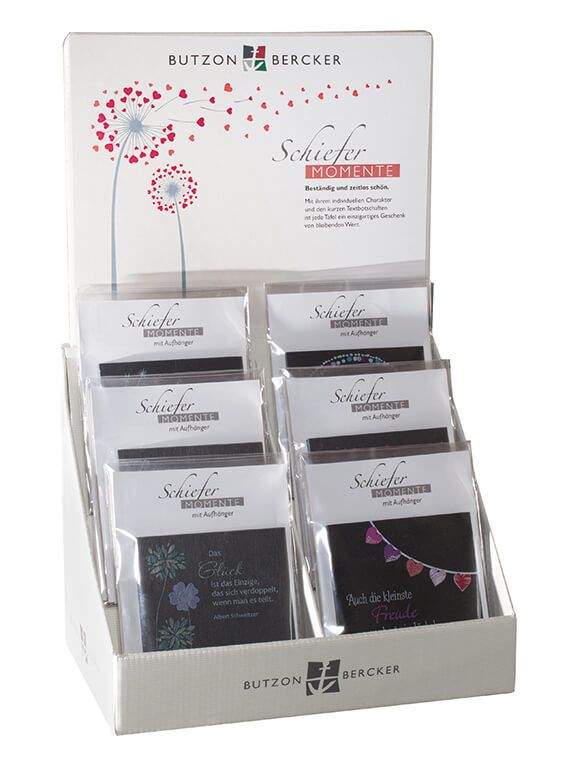 Display Botschaften die Freude schenken 6x6 Schiefermomente bedruckt