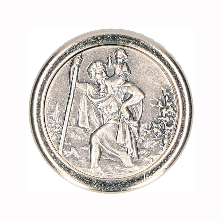 Plakete Christophorus aus Metall - Durchm. 3cm