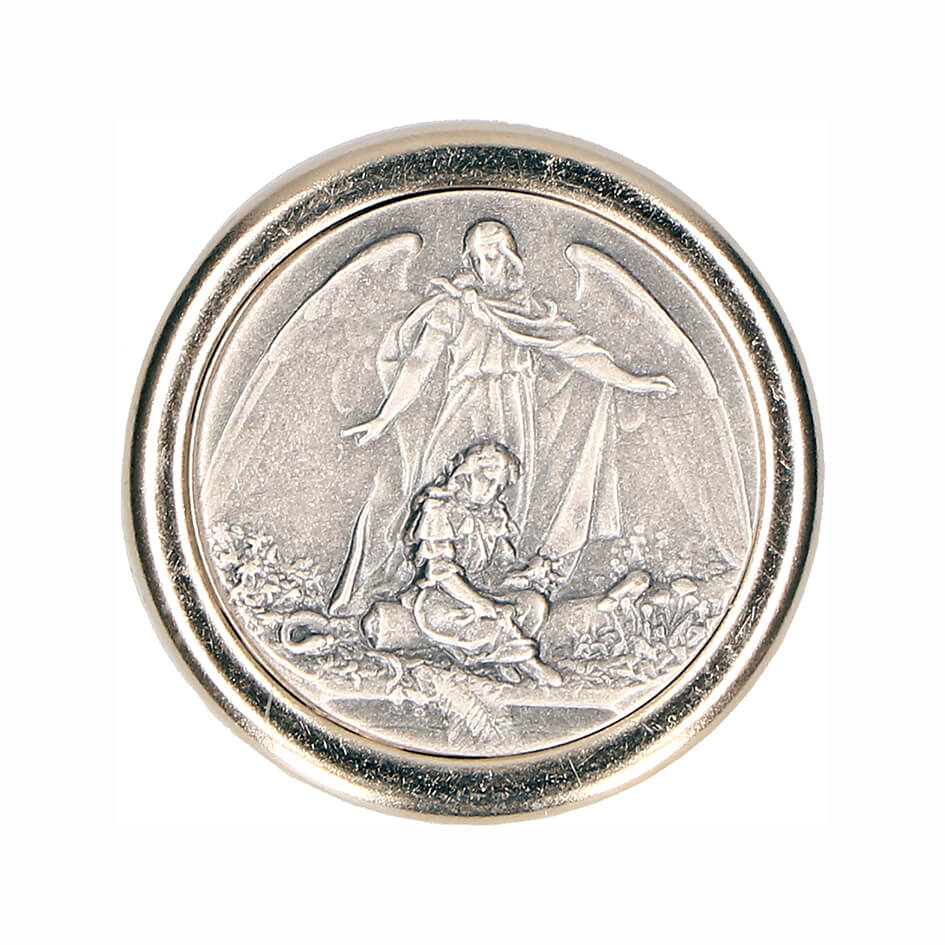 Plakete Schutzengel aus Metall - Durchm. 3cm