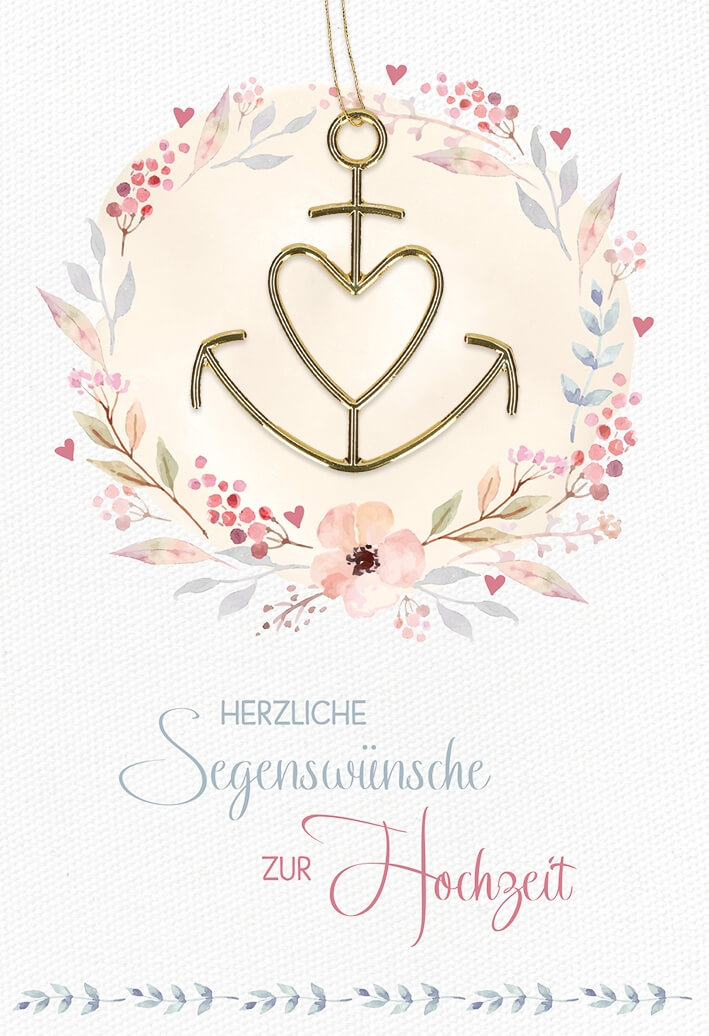 VPE 5 Herzliche Segenswünsche zur Hochzeit (mit goldenem Drahtanhänger)