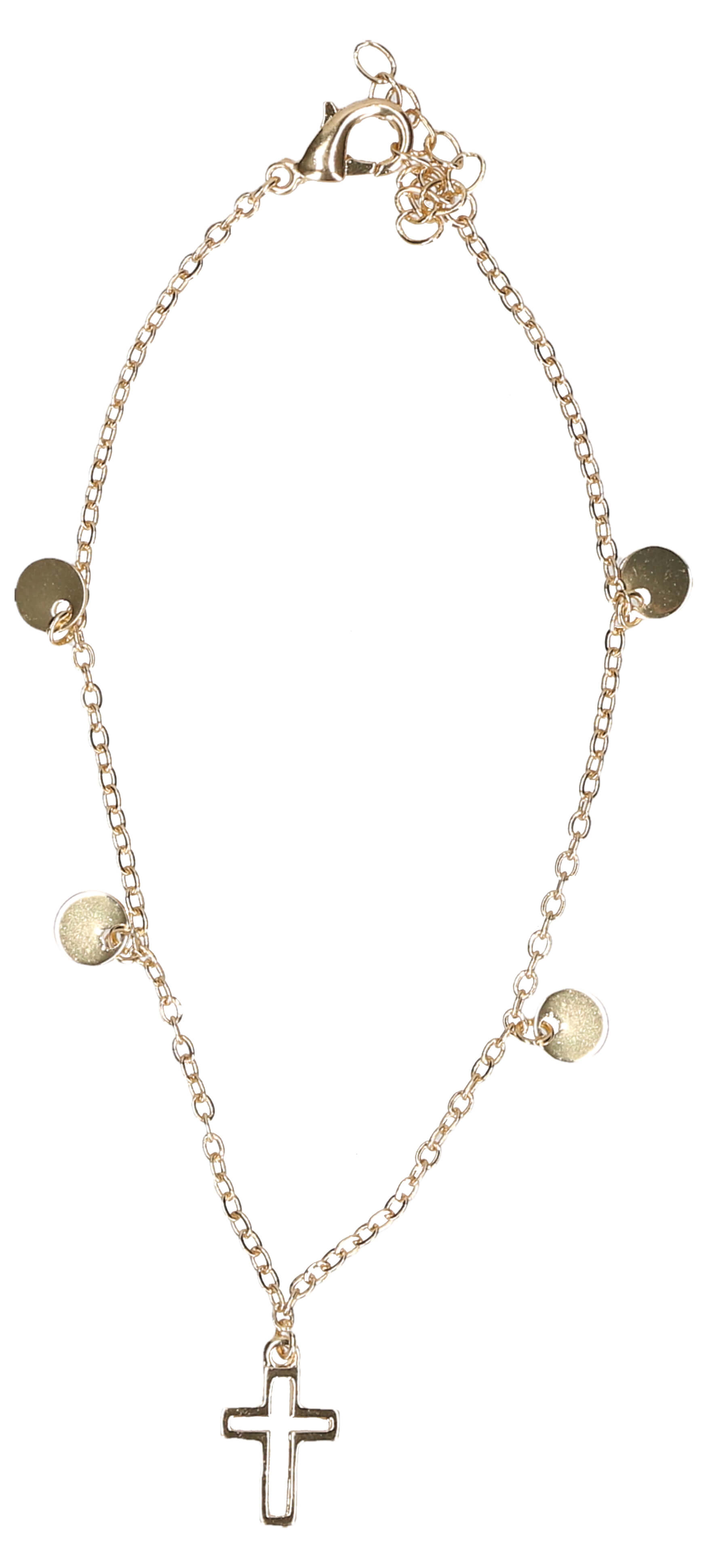 MB 3 Armband: Himml. Segensgrüsse aus Metall, mit Kreuz-Anhänger (gold)