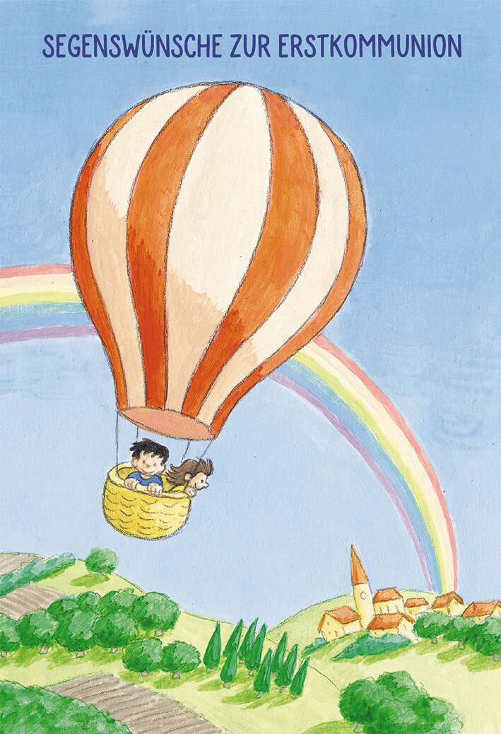 VPE 6 Segenswünsche zur Erstkomm. Regenbogen und Luftballon