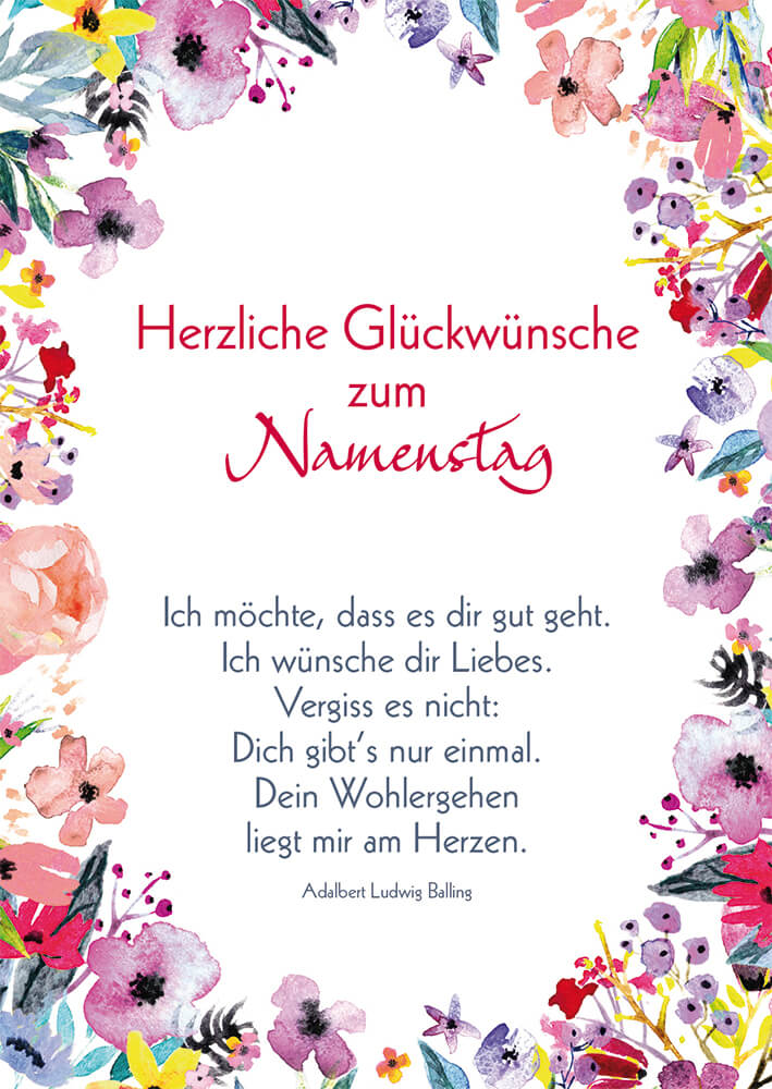 VPE 10 Herzliche Glückwünsche zum Namenstag. Postkarte Namenstag mit Text
