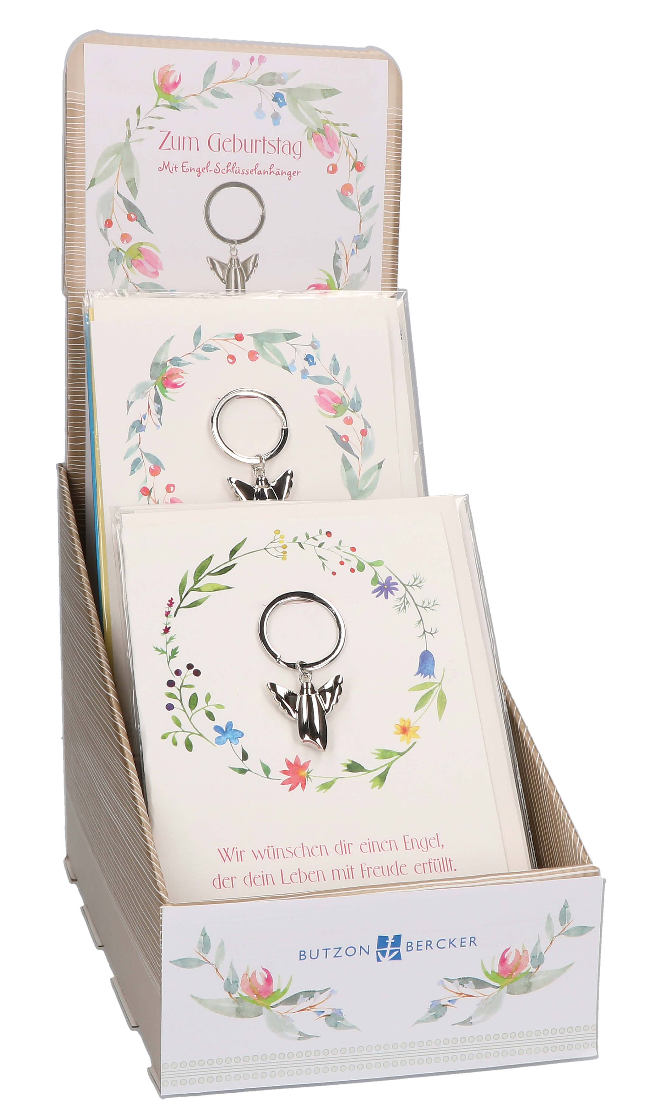 Display: Geburtstag mit Schlüssel- anhänger (4 Motive mit gesamt 20 Karten)