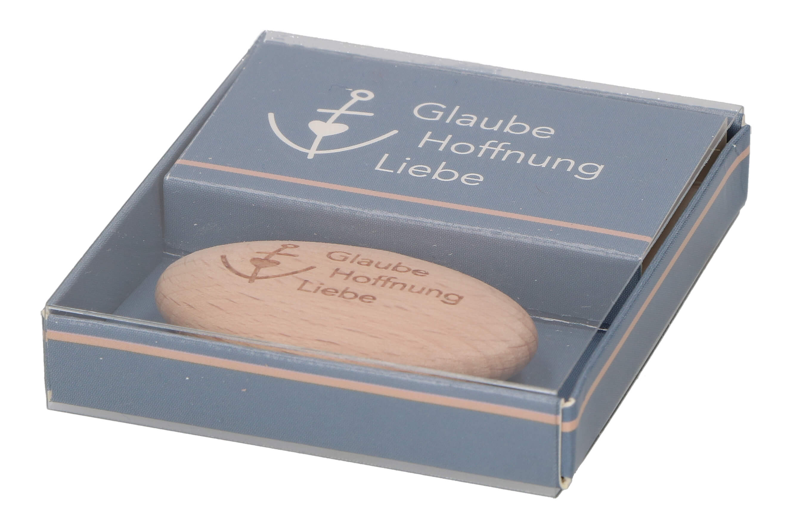 MB 5 Handschmeichler: Glaube, Hoffnung, Liebe, 4.5x3cm, Buche natur, Geschenkv.