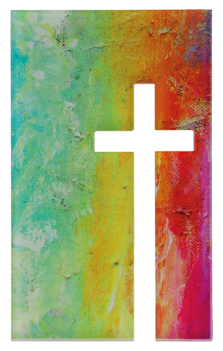 Acrylglas Kreuzrelief: Kreuzmotiv durchbrochen, 18cm, farbig bedruckt