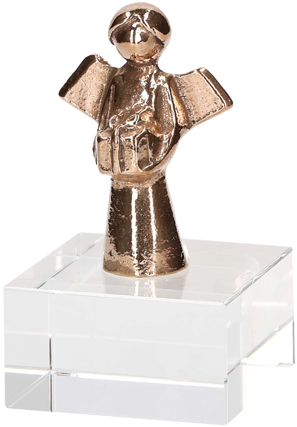 Engel aus Bronze - Zeit für dich Sockel aus Kristallglas - mit Geschenk