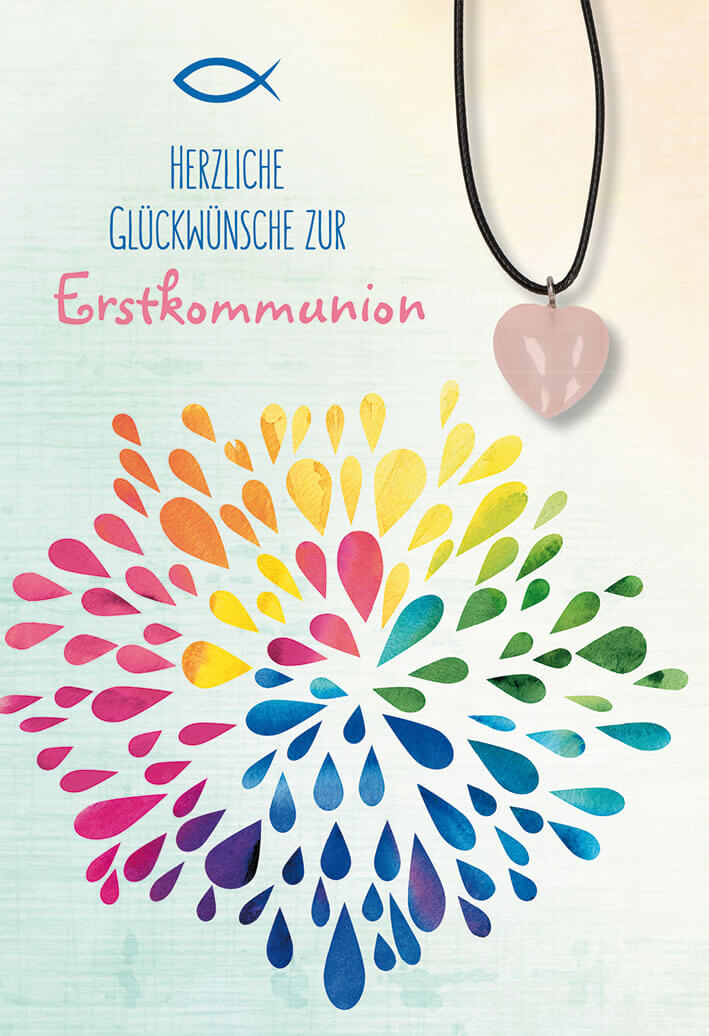 VPE 5 Herzliche Glückwünsche zur Erstkommunion. Kette mit Edelsteinanhänger