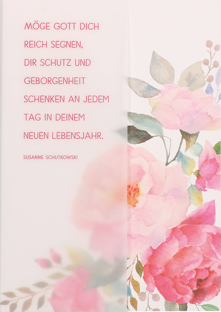 VPE 6 Geburtstag mit Text: Möge Gott dich reich segnen... (mit Transparentumleger)