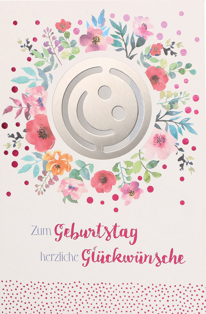 VPE 5 Geburtstag m. Smiley-Kakao Streuer-Schablone (rote Schrift)