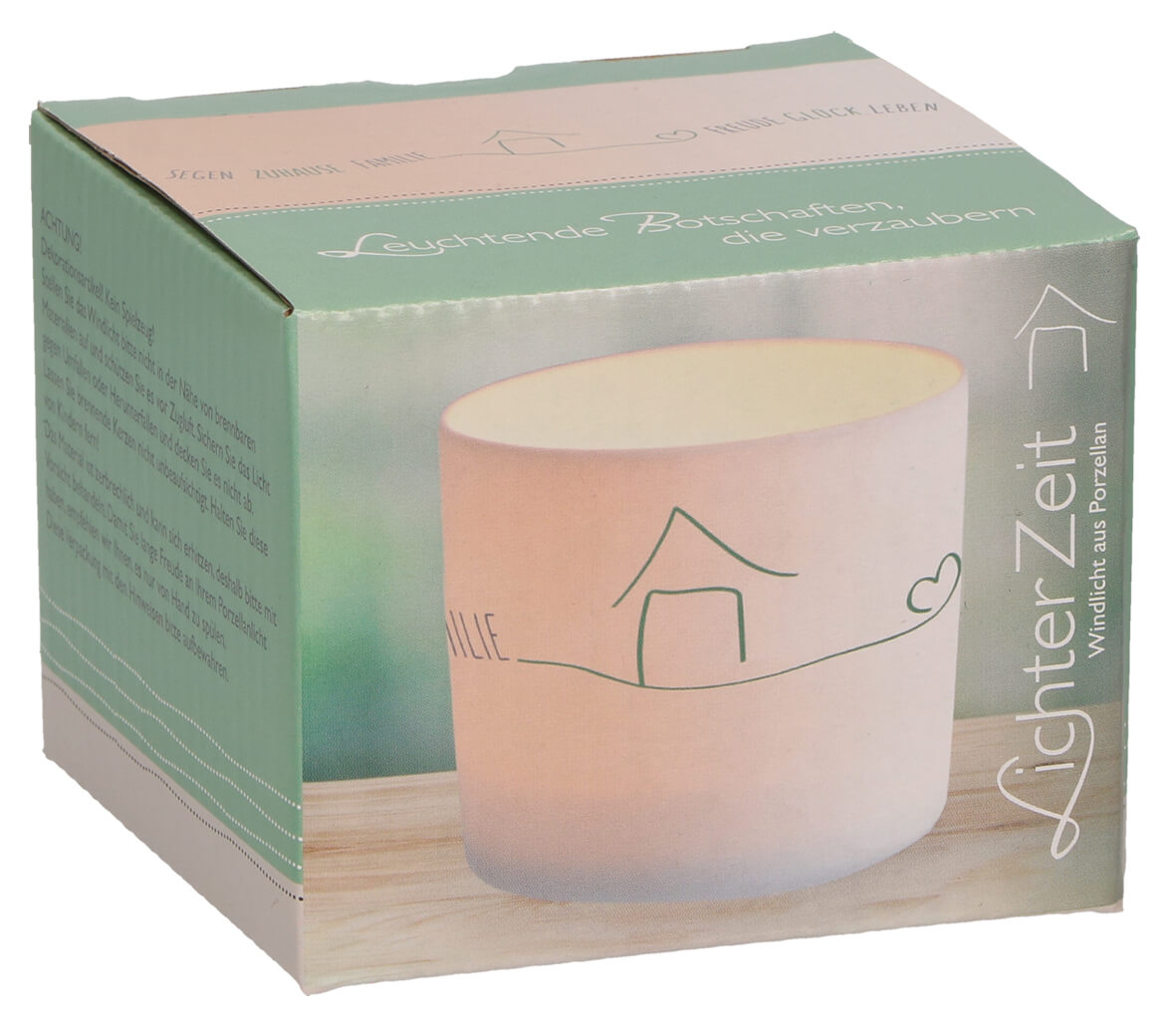 MB 3 LichterZeit Zuhause Windlicht Porzellan / 7 x 6 cm / in Geschenkverpackung